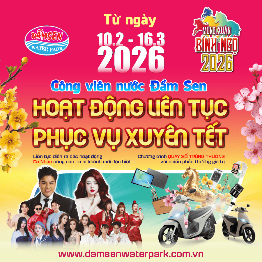 Cong viên nước Đầm Sen hoạt động xuyên tết 2026